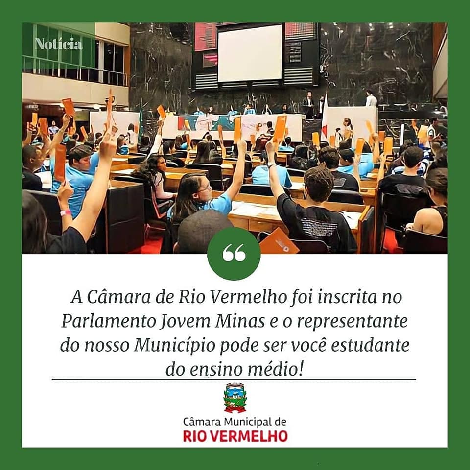No momento você está vendo Câmara de Rio Vermelho foi inscrita no Parlamento Jovem Minas